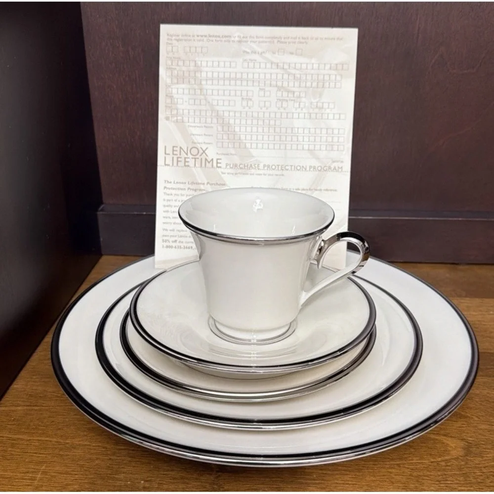 LENOX Solitaire Platinum 5 Piece Place Setting USA Vintage New In Box